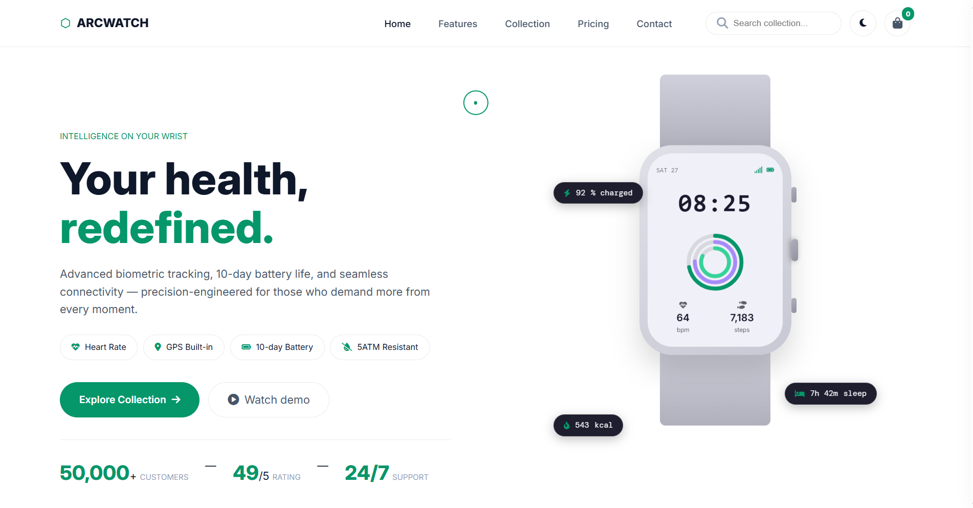 ARCWATCH — Premium Smartwatch Landing Page