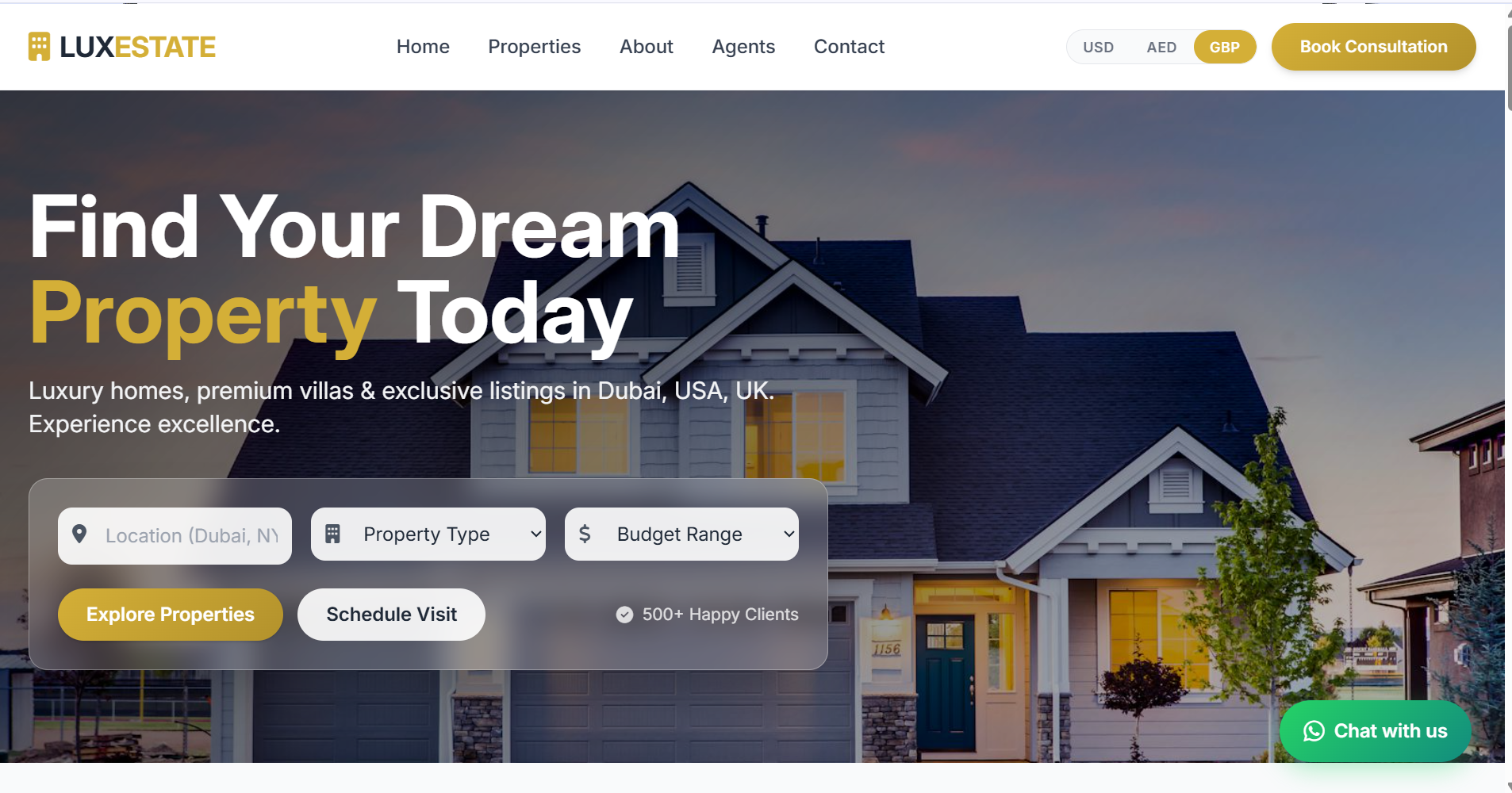 LuxEstate — Real Estate Landing Page